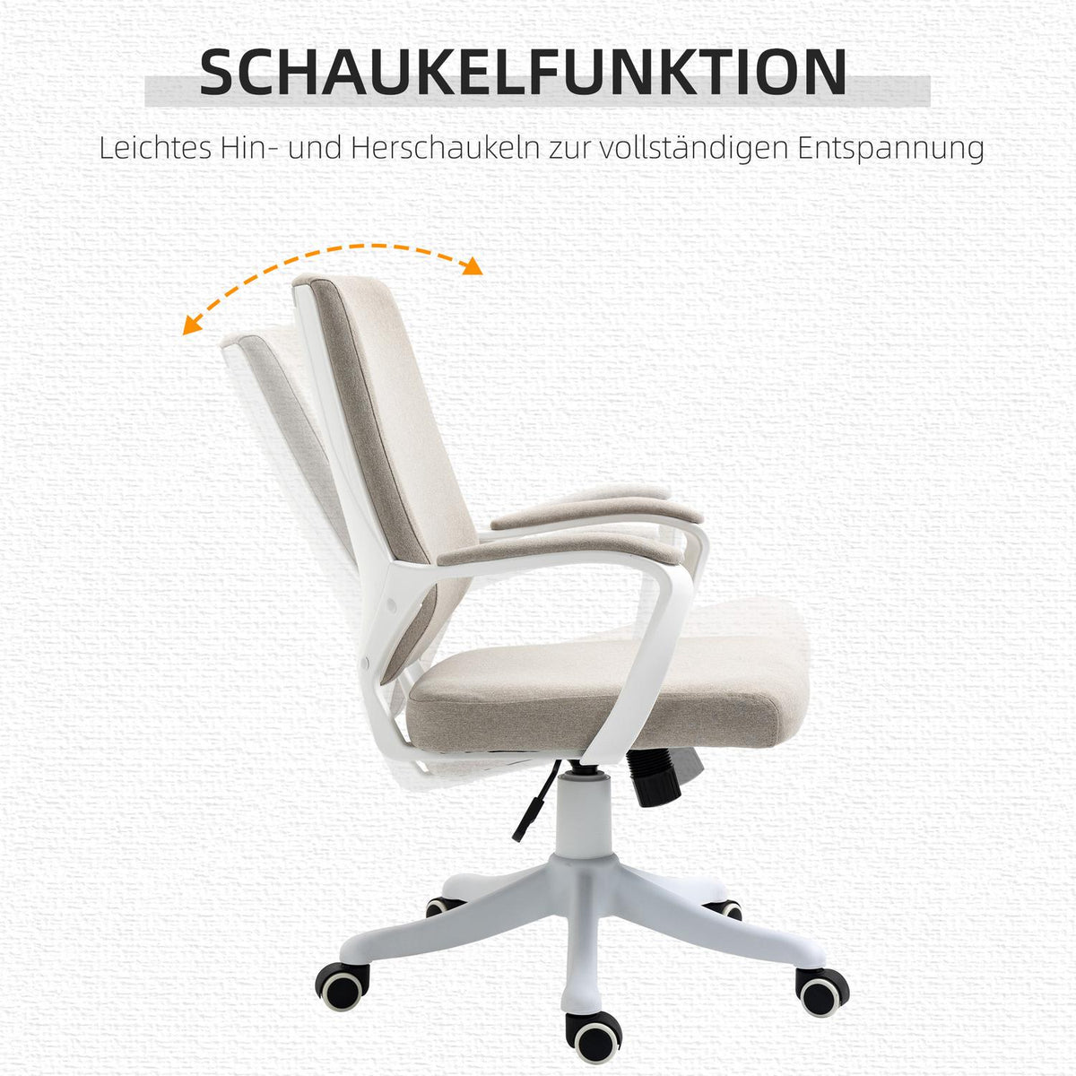 Office Chair Desk Chair With Rocker Function Backrest Height Adjustable Thick Padded Ergonomic 360° Swivel Wheels 62X69X92-100 Cm