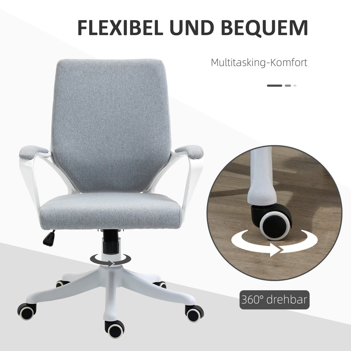 Office Chair Desk Chair With Rocker Function Backrest Height Adjustable Thick Padded Ergonomic 360° Swivel Wheels Polyester Nylon Pp