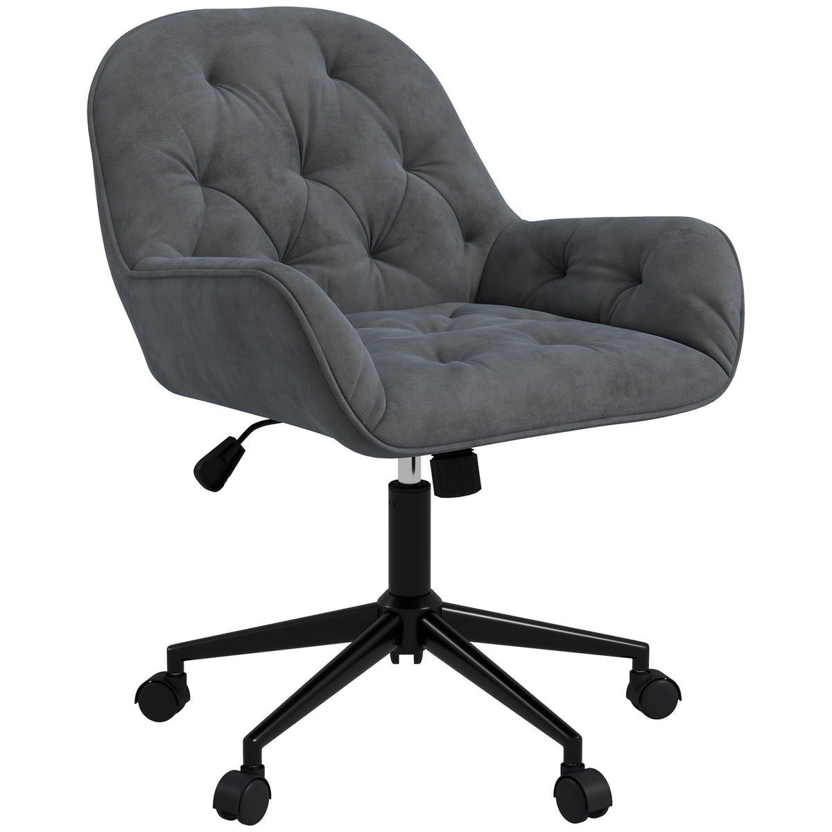 Office Chair Desk Chair With Rocker Function, Height Adjustable, Ergonomic, Velvet Look, Dark Grey