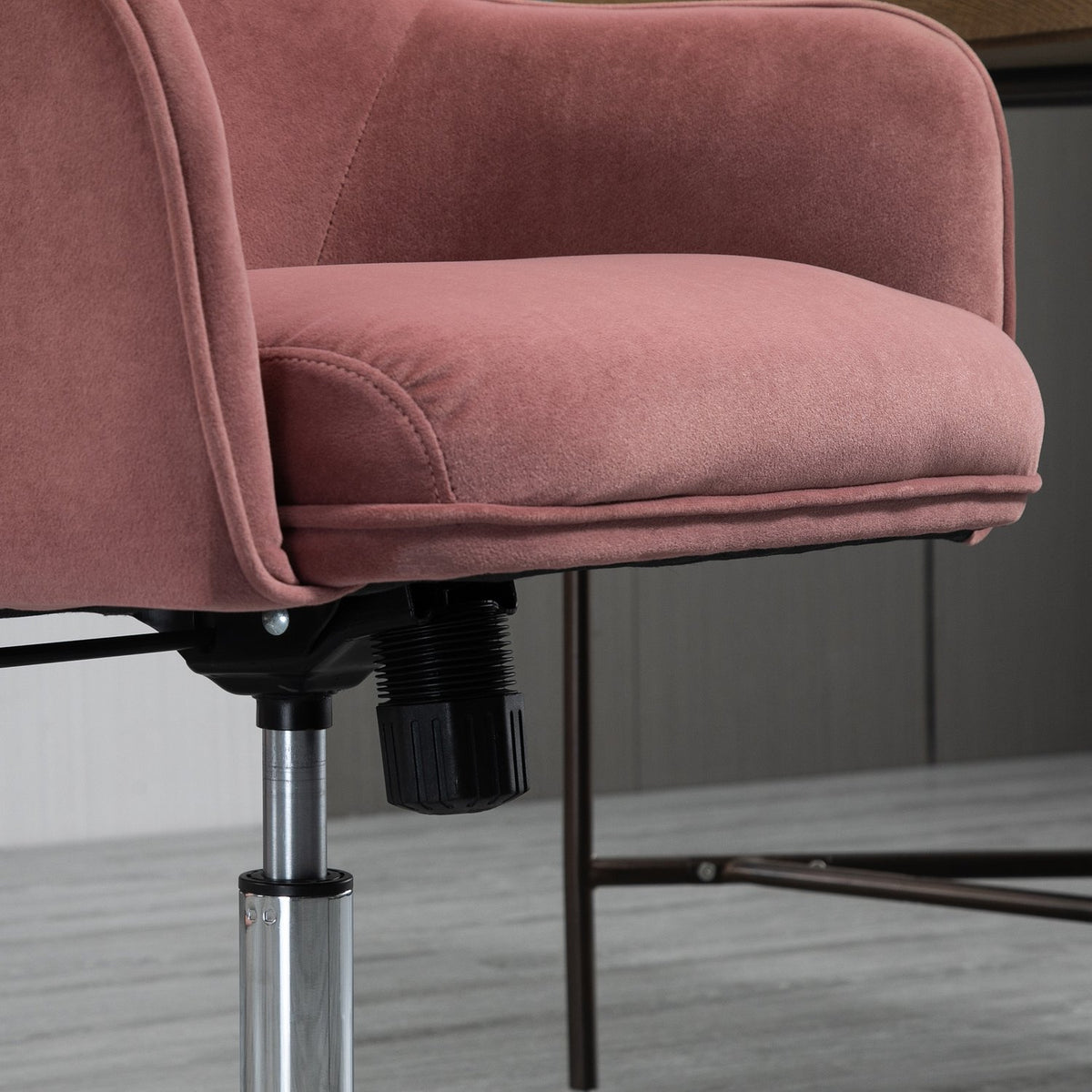 Office Chair Desk Chair With Rocker Function, Height Adjustable, Velvet Touch, Red, 61X59X80.5-90.5Cm