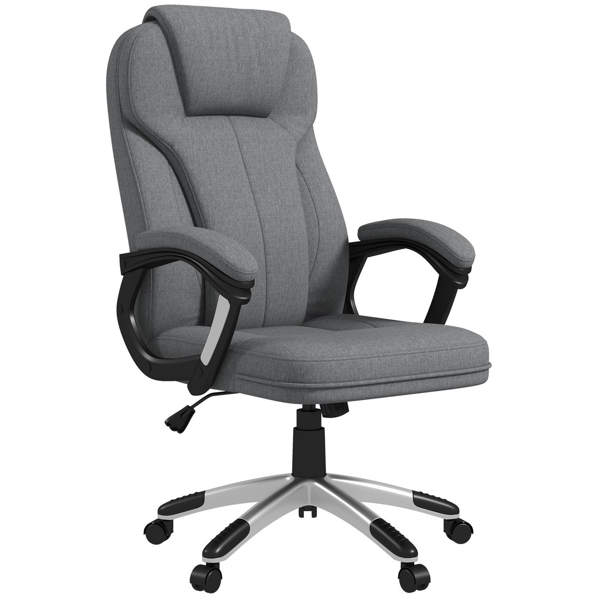Office Chair Ergonomic Computer Chair With Rocker Function, Height Adjustable, Headrest, Armrests, Gray, Linen Look, 66X75X110-120Cm