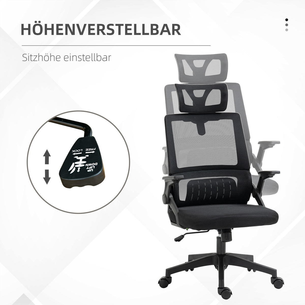 Office Chair Ergonomic Desk Chair Adjustable Headrest Armrest Height Adjustable Computer Chair Swivel Chair Rocker Function