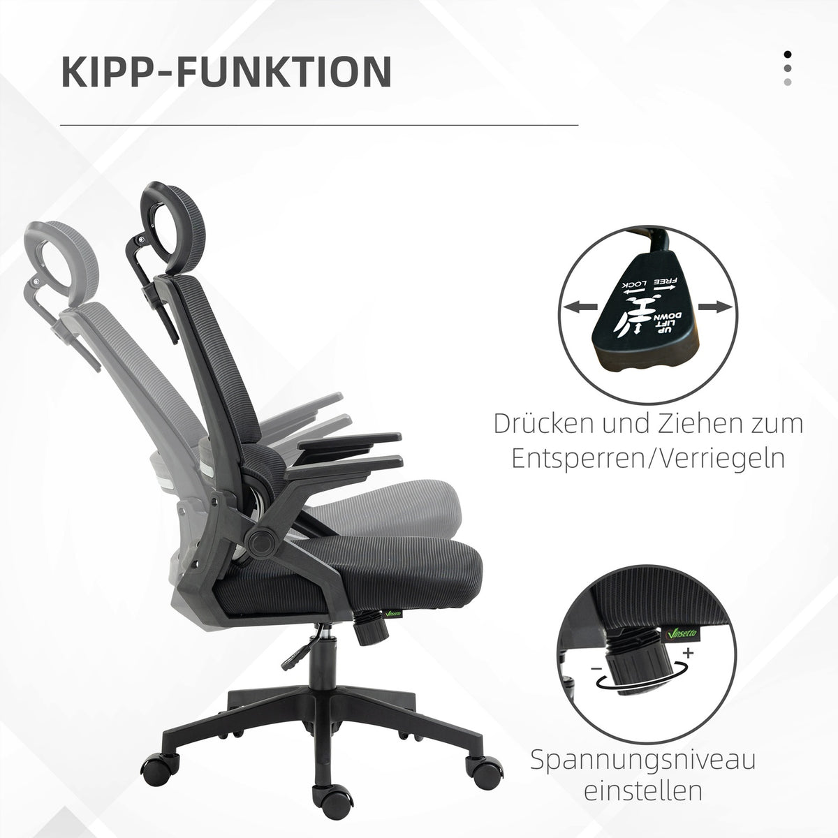 Office Chair Ergonomic Desk Chair Adjustable Headrest Armrest Height Adjustable Computer Chair Swivel Chair Rocker Function