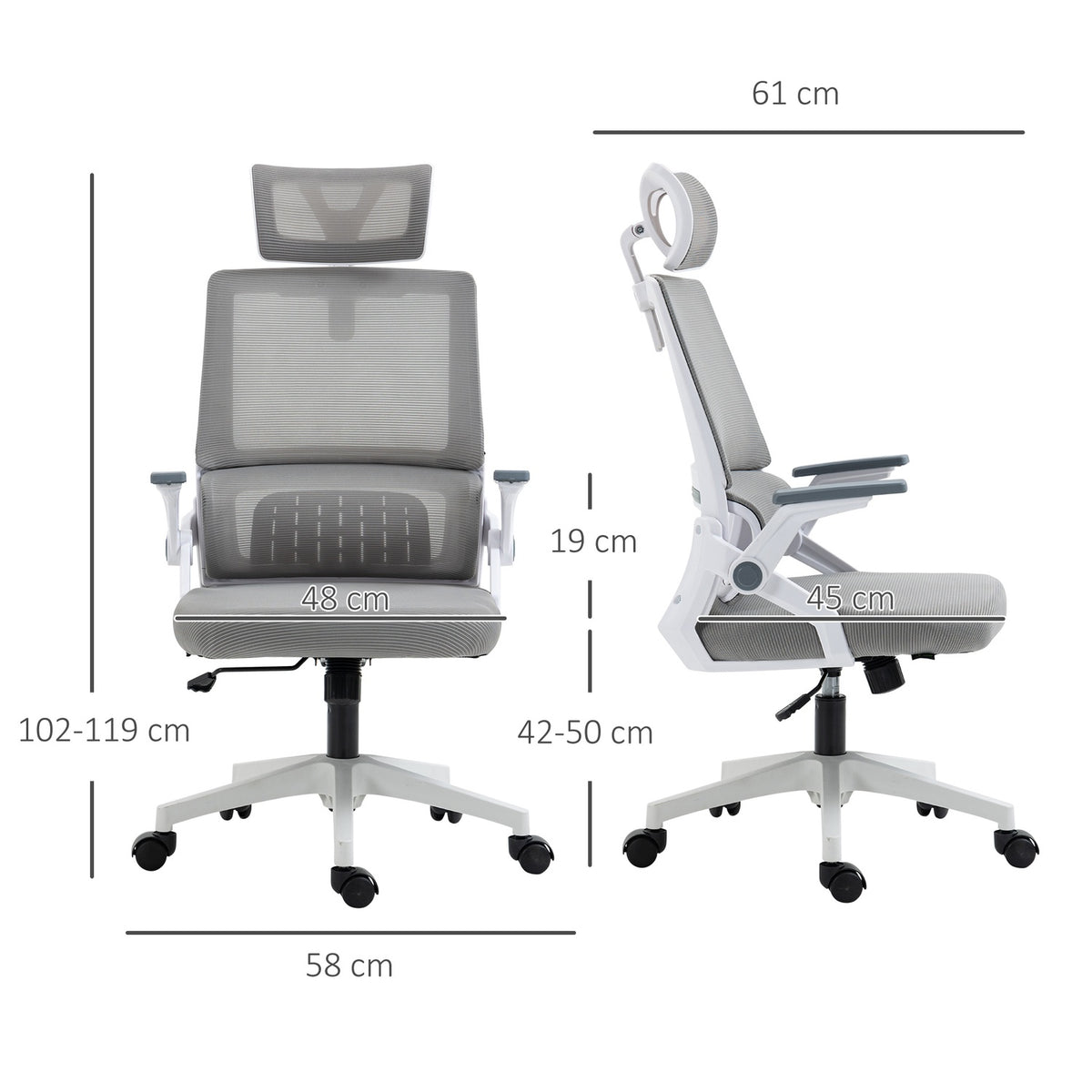 Office Chair Ergonomic Desk Chair Adjustable Headrest Armrest Height Adjustable Swivel Chair Rocker Function Lumbar Support Mesh