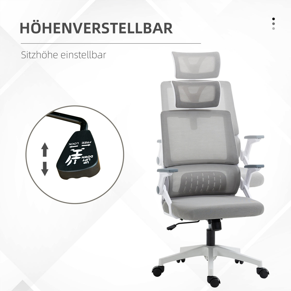 Office Chair Ergonomic Desk Chair Adjustable Headrest Armrest Height Adjustable Swivel Chair Rocker Function Lumbar Support Mesh