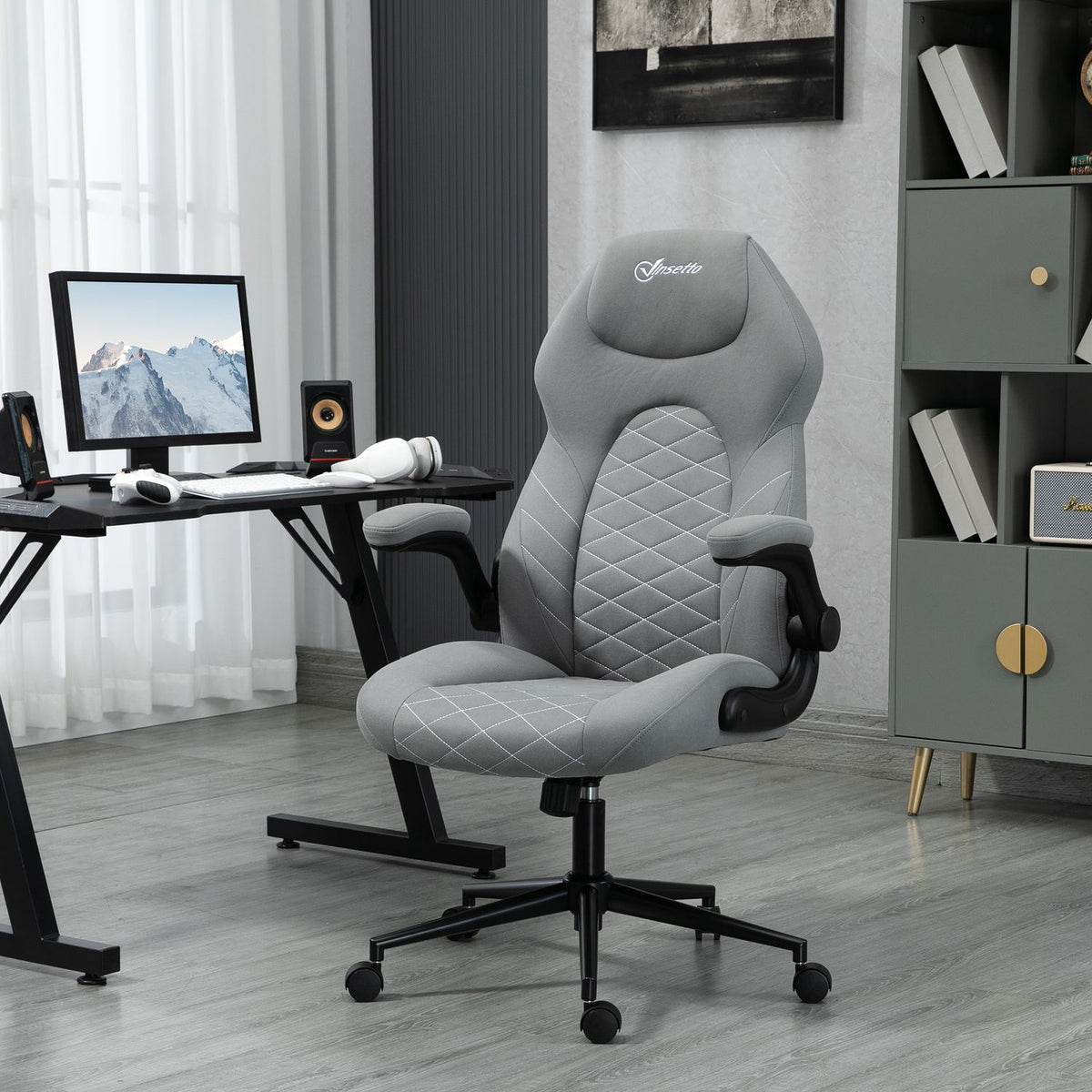 Office Chair, Ergonomic Desk Chair, Computer Chair With Rocker Function, Adjustable Armrests, Swivel Chair With Soft Cushion