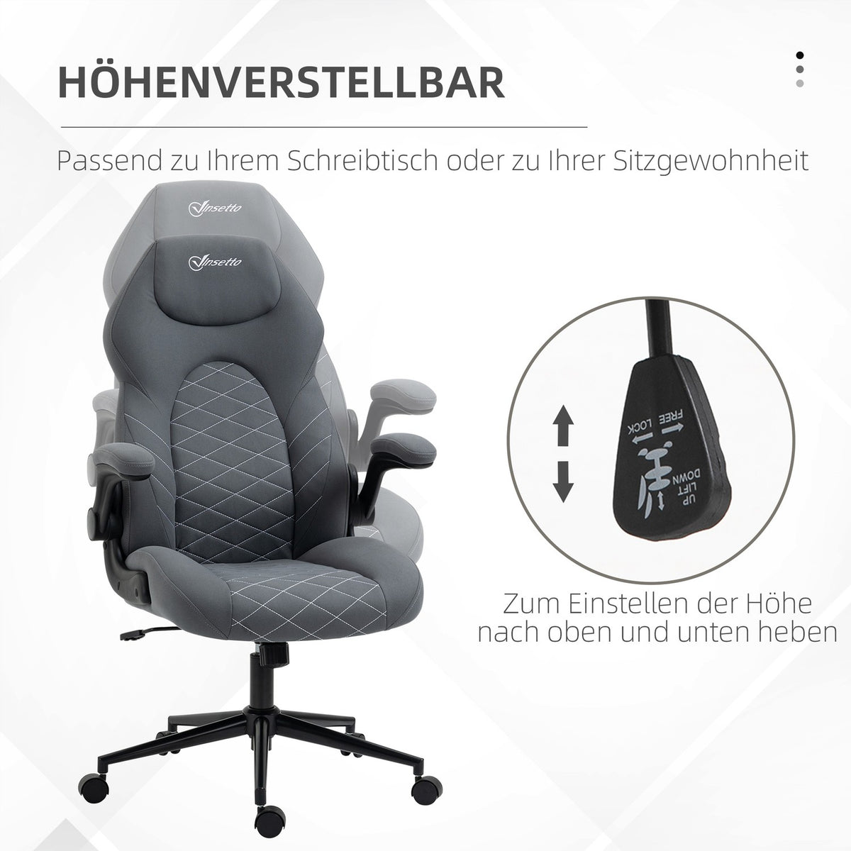 Office Chair, Ergonomic Desk Chair, Computer Chair With Rocker Function, Adjustable Armrests, Swivel Chair With Soft Cushion