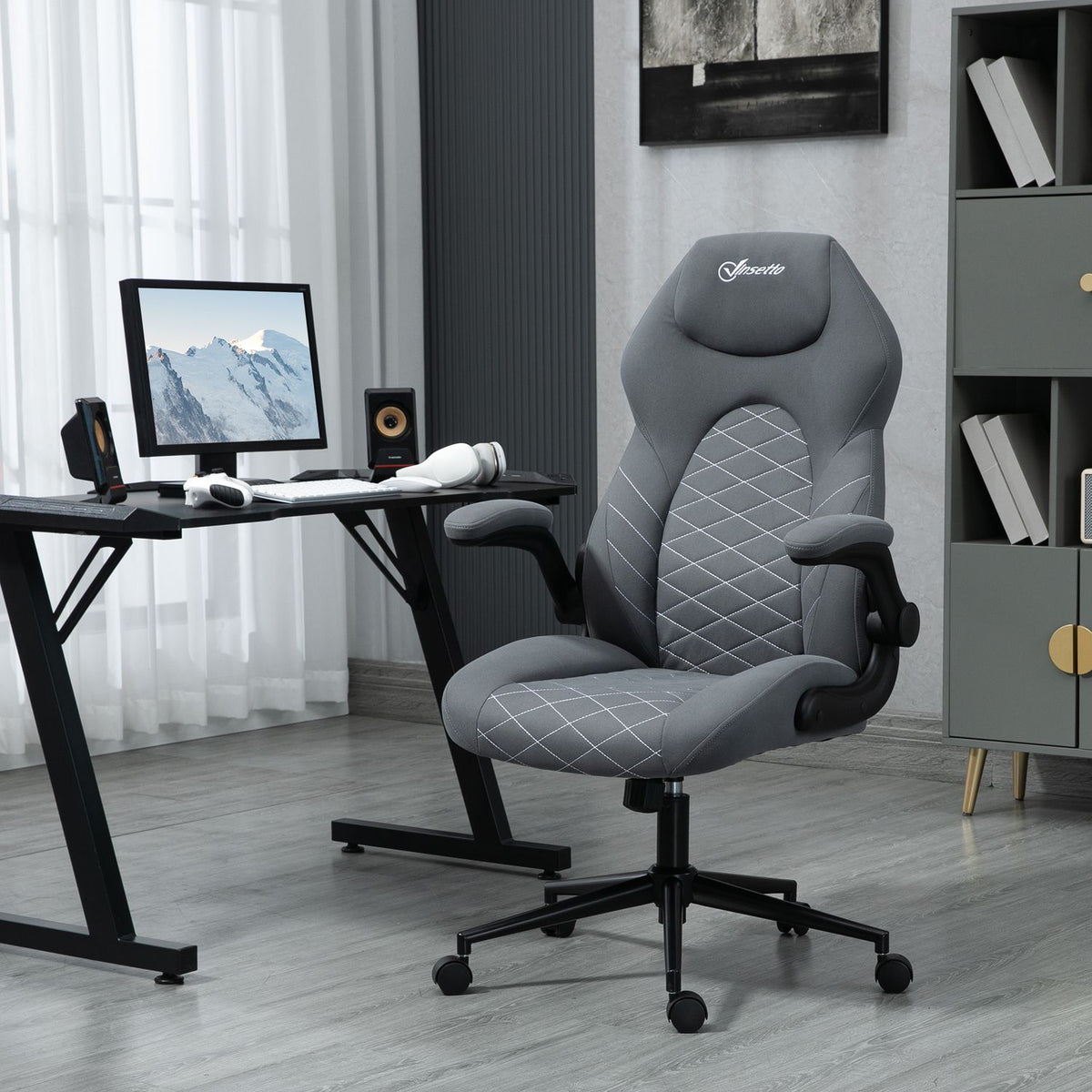 Office Chair, Ergonomic Desk Chair, Computer Chair With Rocker Function, Adjustable Armrests, Swivel Chair With Soft Cushion