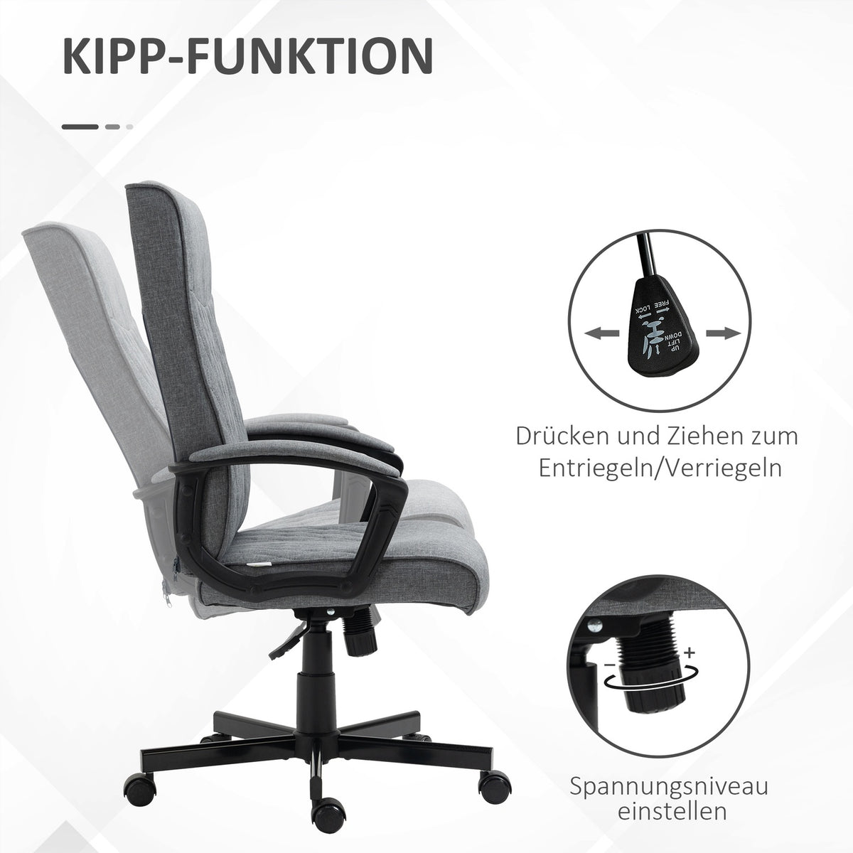 Office Chair Ergonomic Desk Chair With Rocker Function Height Adjustable Swivel For Office Dark Gray