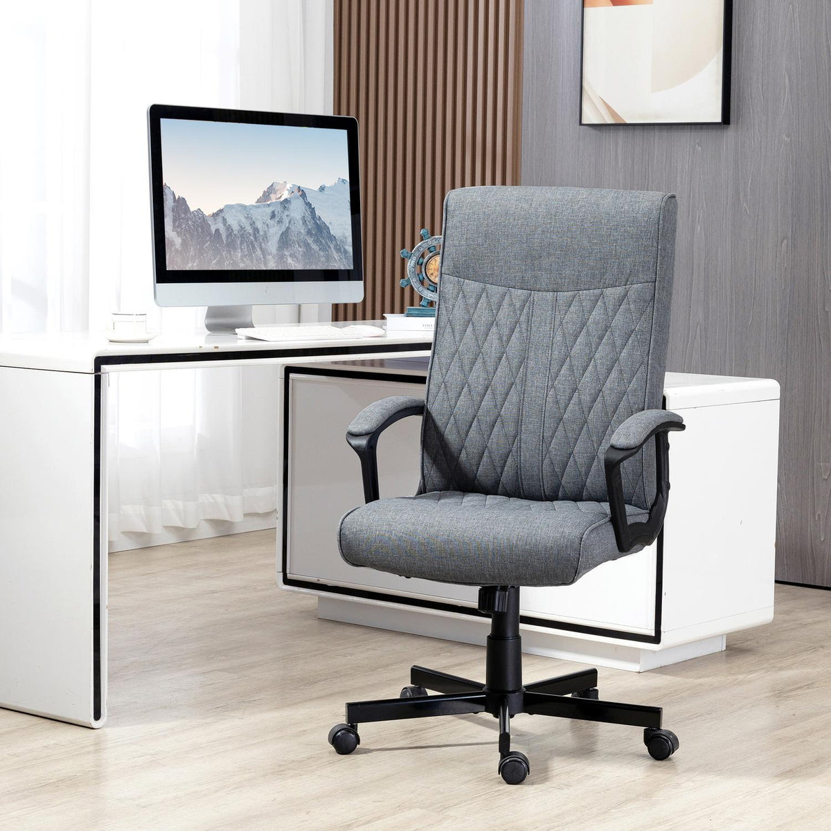 Office Chair Ergonomic Desk Chair With Rocker Function Height Adjustable Swivel For Office Dark Gray