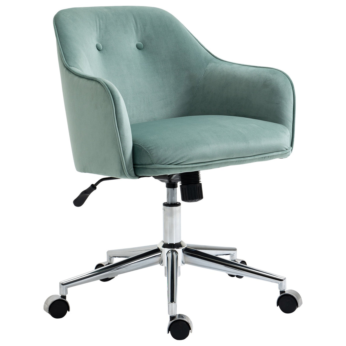 Office Chair Ergonomic Desk Chair With Rocker Function, Height Adjustable, Velvet Touch, Green