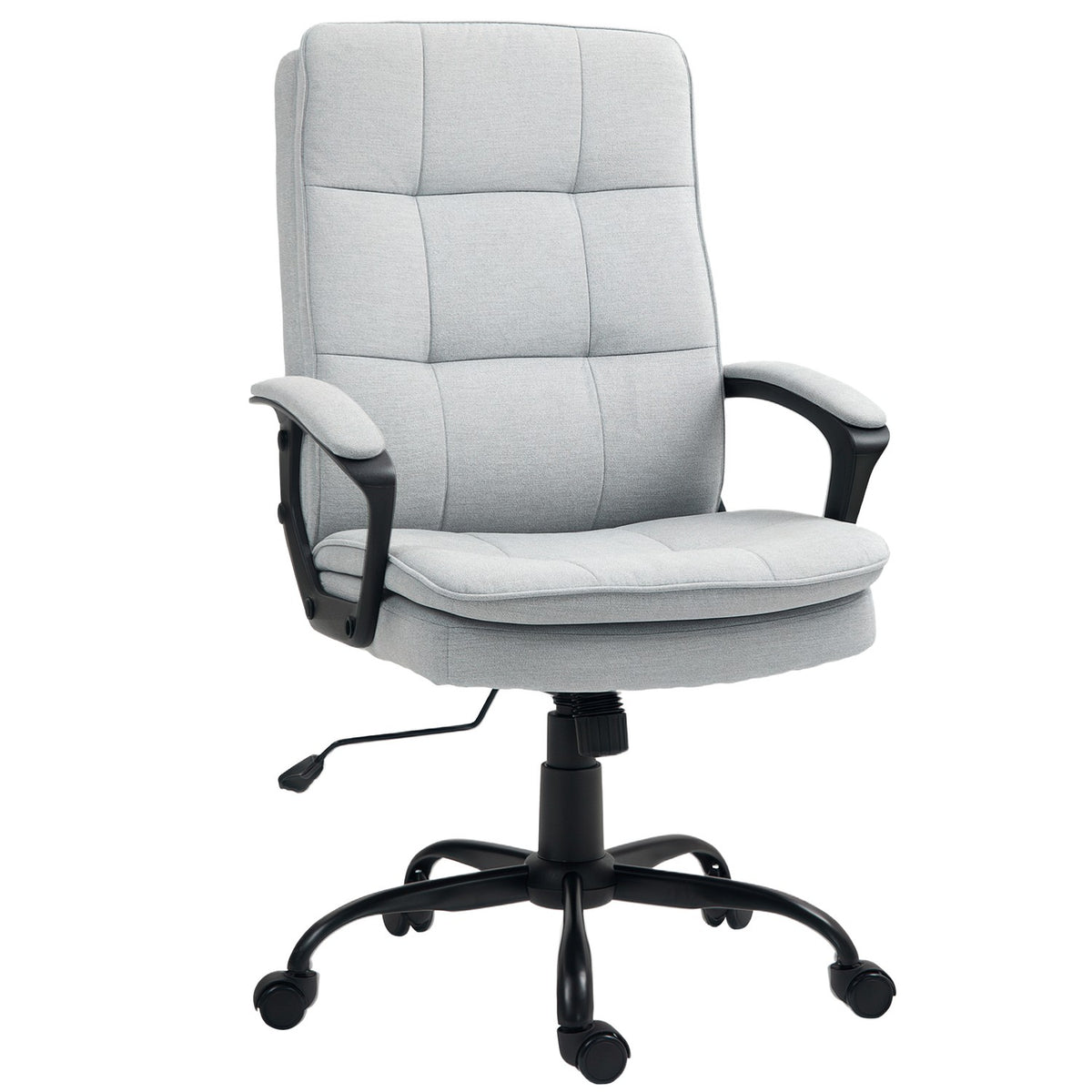 Office Chair Ergonomic Desk Chair with Armrest, Height-Adjustable Swivel Chair with Rocker Function, Linen Look, Padded Computer Chair, Gray