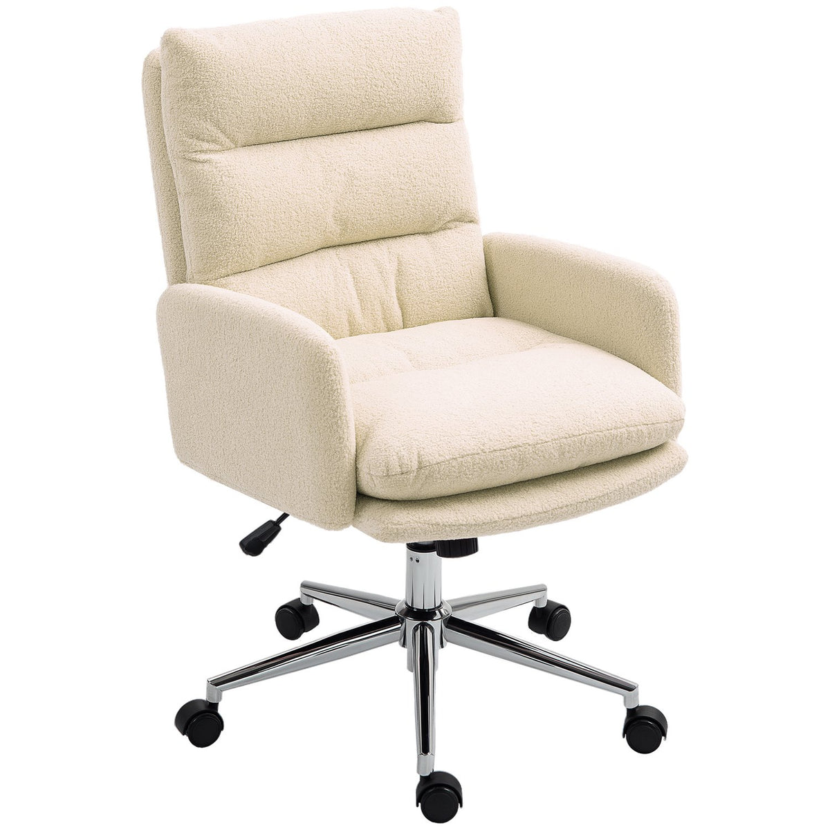 Office Chair Ergonomic Desk Chair with Armrest, Lambswool Look, Height-Adjustable Swivel Chair with Rocker Function, Padded Home Office Chair, Cream White |