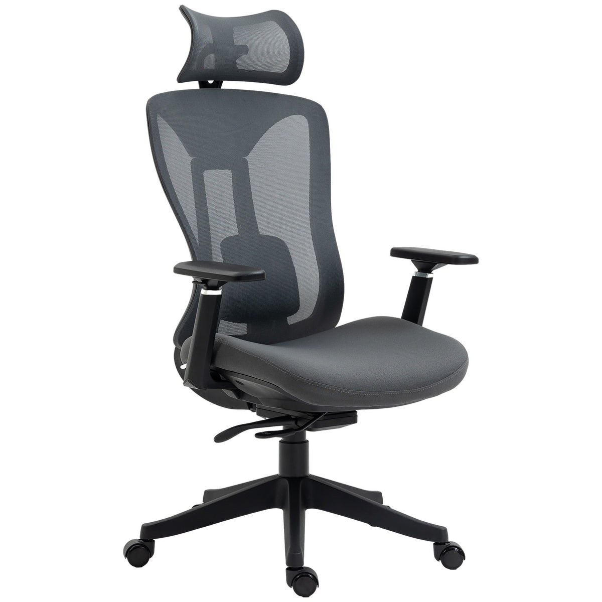 Office Chair Ergonomic Desk Chair with Reclining Function Mesh Gray for Comfortable Working & Relaxing