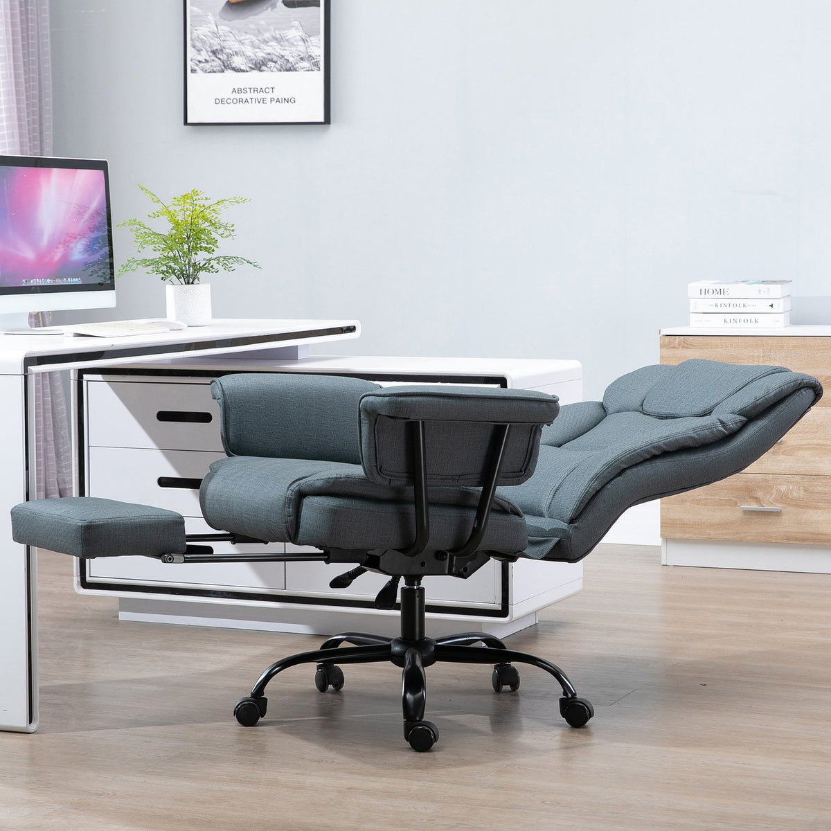 Office Chair Ergonomic Executive Chair 360° Rotatable Computer Chair Height Adjustable With Headrest, Padded Armrests And Footrest