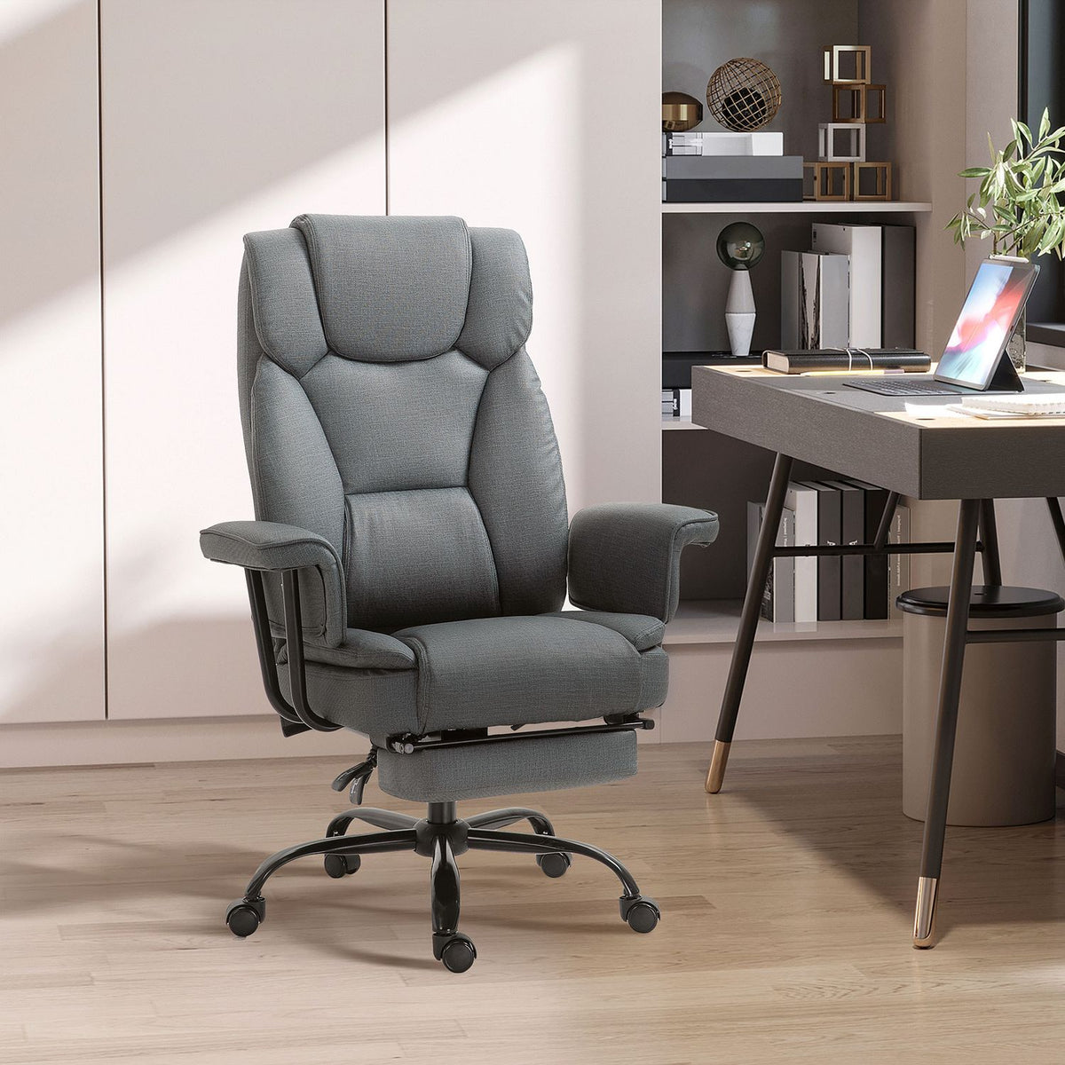 Office Chair Ergonomic Executive Chair 360° Rotatable Computer Chair Height Adjustable With Headrest, Padded Armrests And Footrest