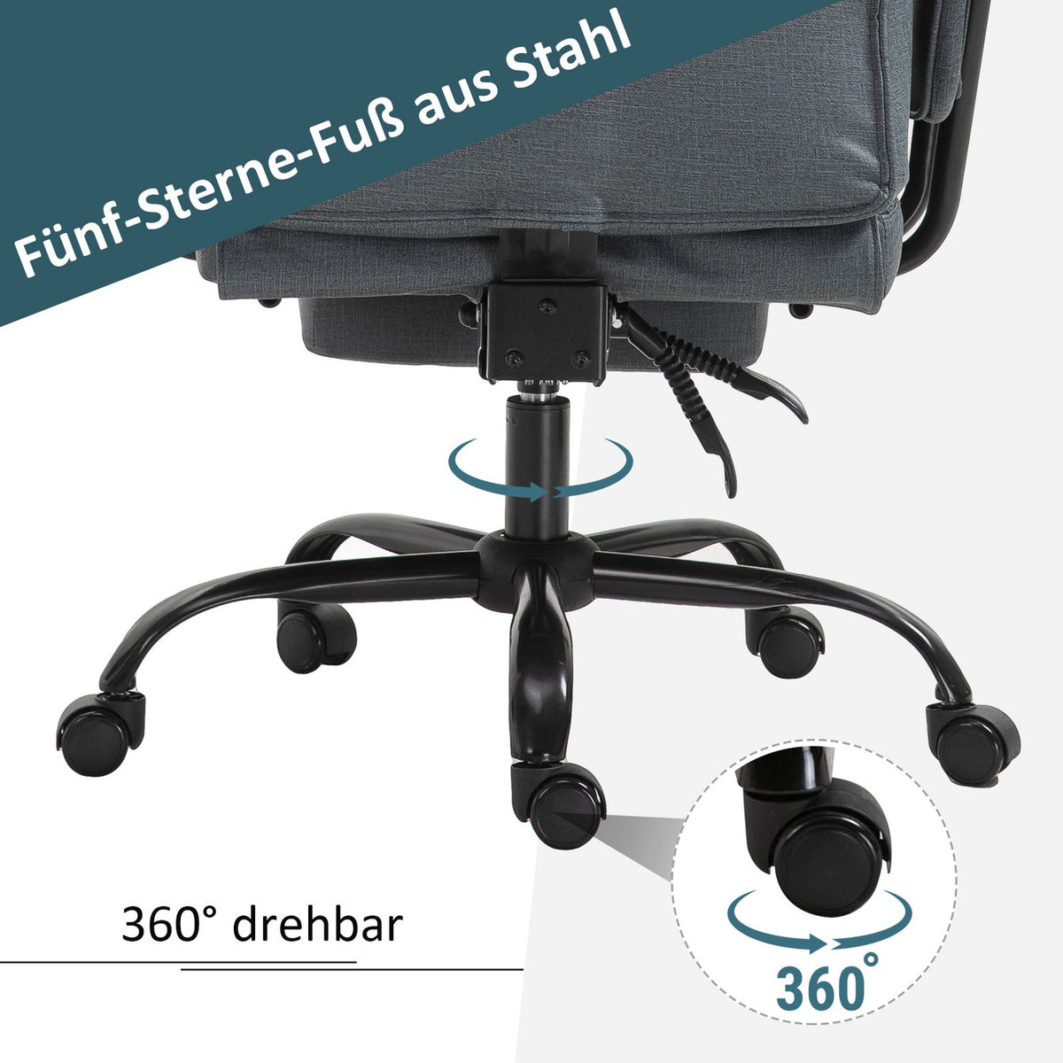 Office Chair Ergonomic Executive Chair 360° Rotatable Computer Chair Height Adjustable With Headrest, Padded Armrests And Footrest