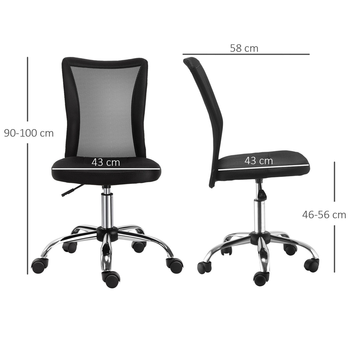 Office Chair Ergonomic, Height-Adjustable Desk Chair, 360° With Breathable Backrest, Load Capacity Up To 100 Kg, Black