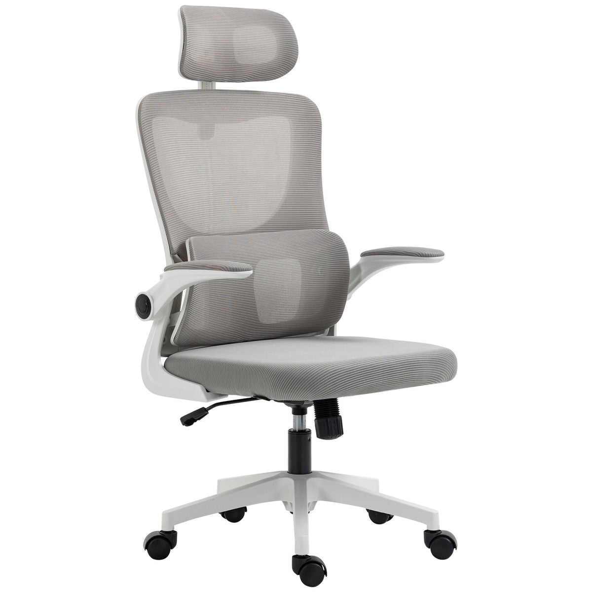 Office Chair Ergonomic Height Adjustable Desk Chair Adjustable Armrest Pillow Rocker Function Lumbar Support Mesh Gray