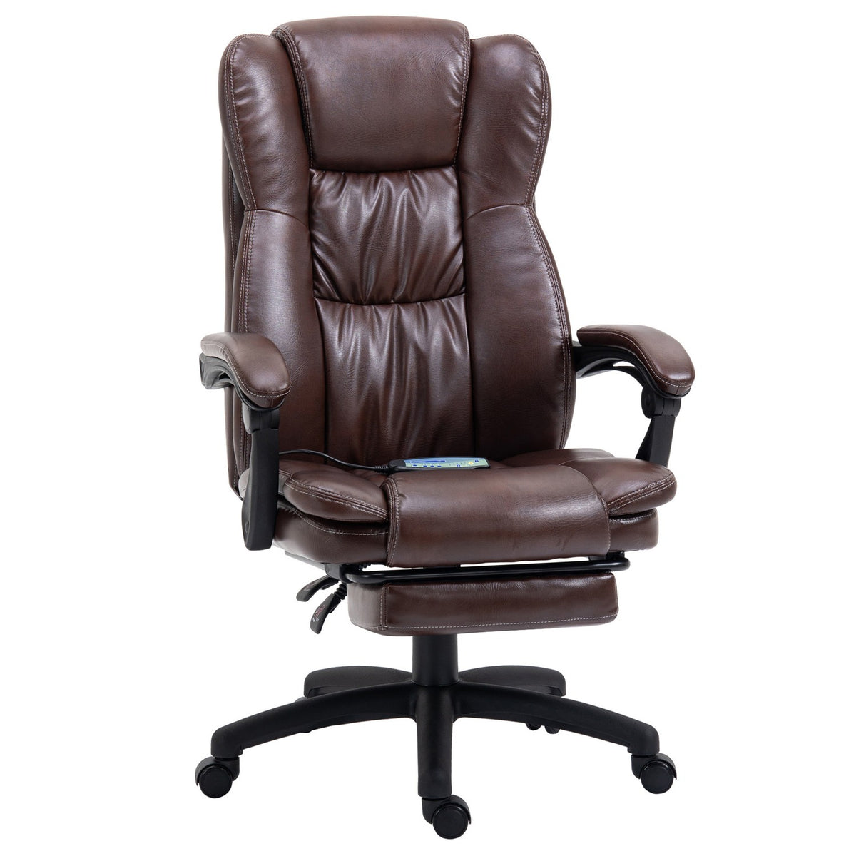 Office Chair Executive Chair Swivel Chair Liftable Ergonomic Vibration With Footrest Headrest Reclining Function Faux Leather 68.5X68.5X113-121 Cm