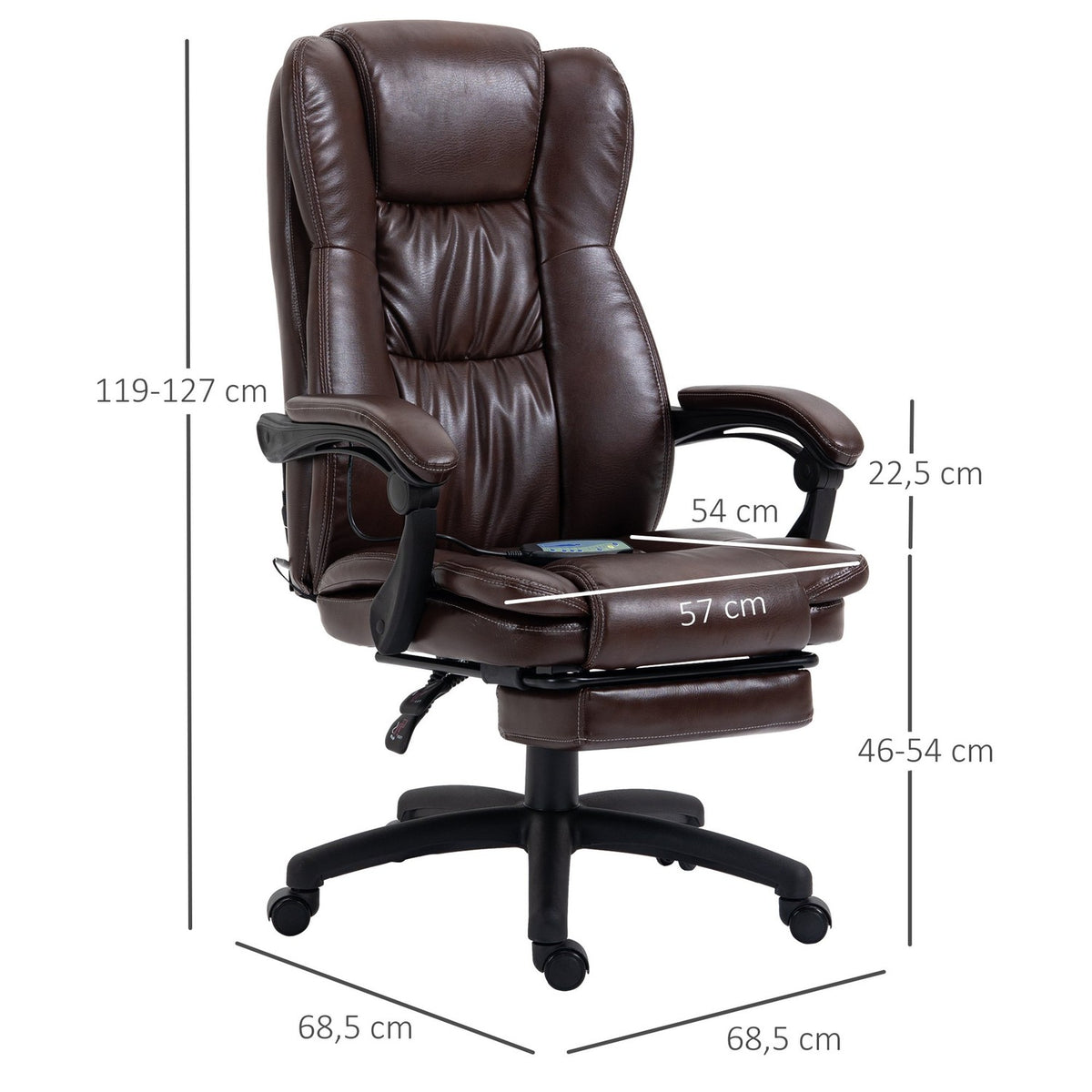 Office Chair Executive Chair Swivel Chair Liftable Ergonomic Vibration With Footrest Headrest Reclining Function Faux Leather 68.5X68.5X113-121 Cm