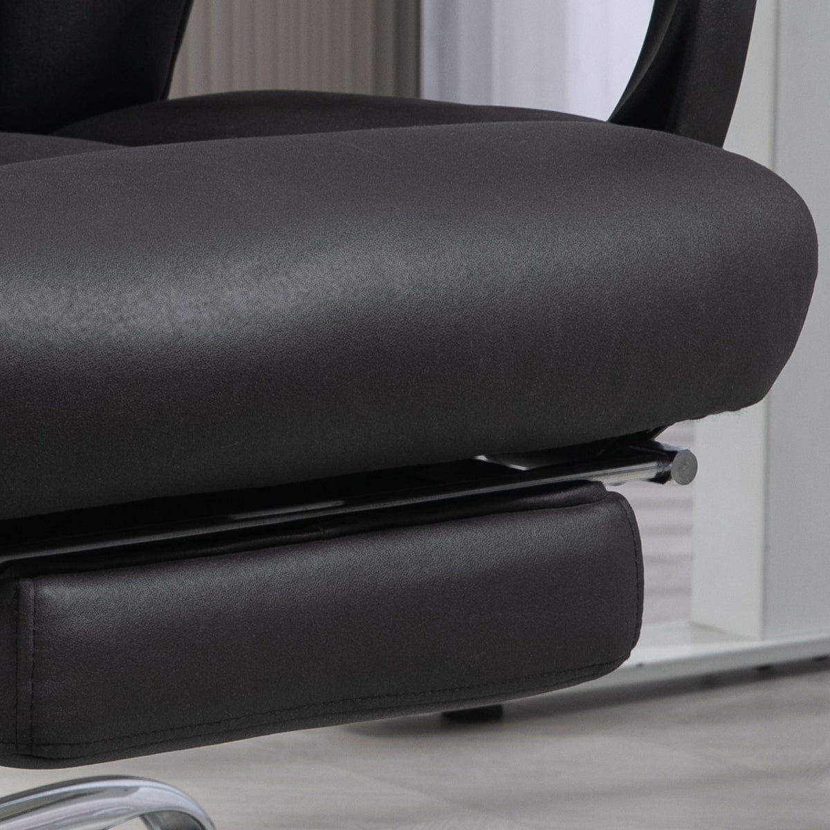 Office Chair Executive Chair With Footrest Height Adjustable Microfiber Tilt Steel Black