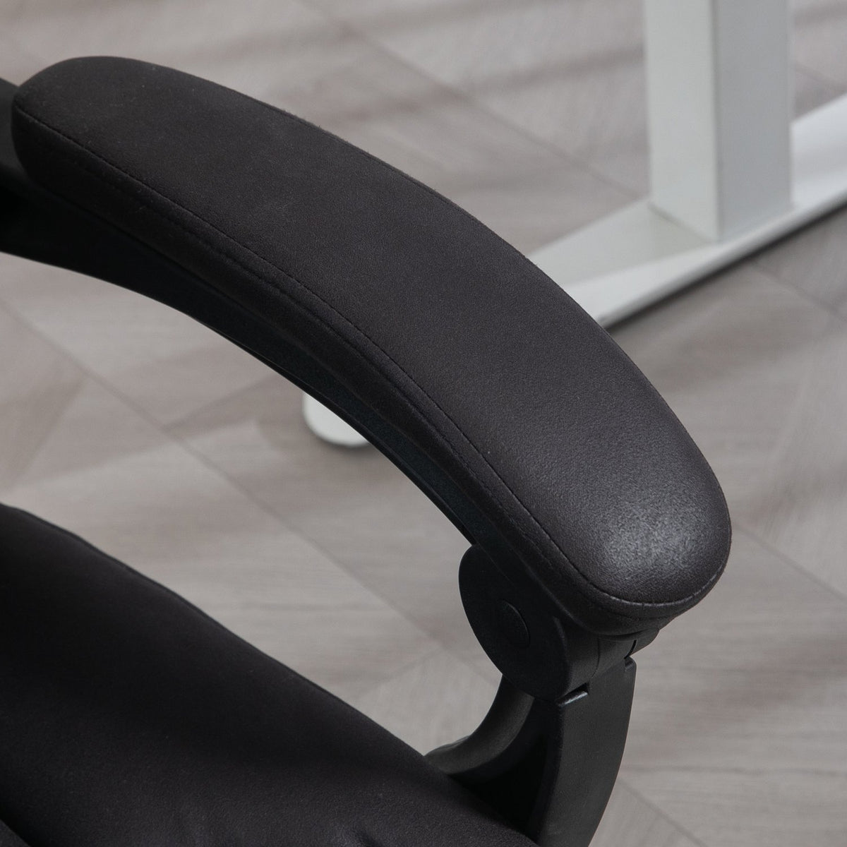 Office Chair Executive Chair With Footrest Height Adjustable Microfiber Tilt Steel Black