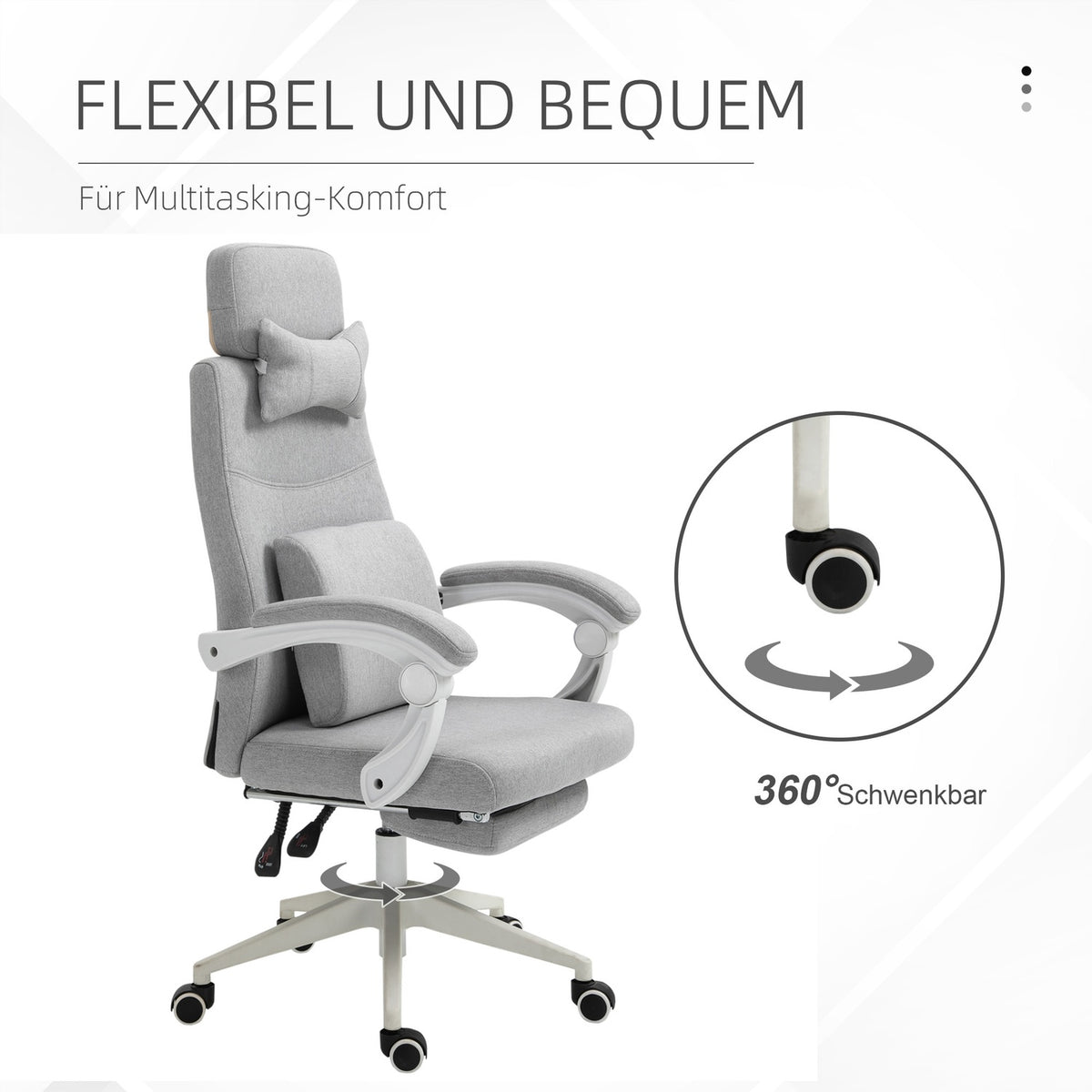 Office Chair, Gaming Chair, Chair With Wheels, Ergonomic Design, Polyester, Foam, Multi-Layer Board, Plastic, 62 X 68 X 117-127 Cm