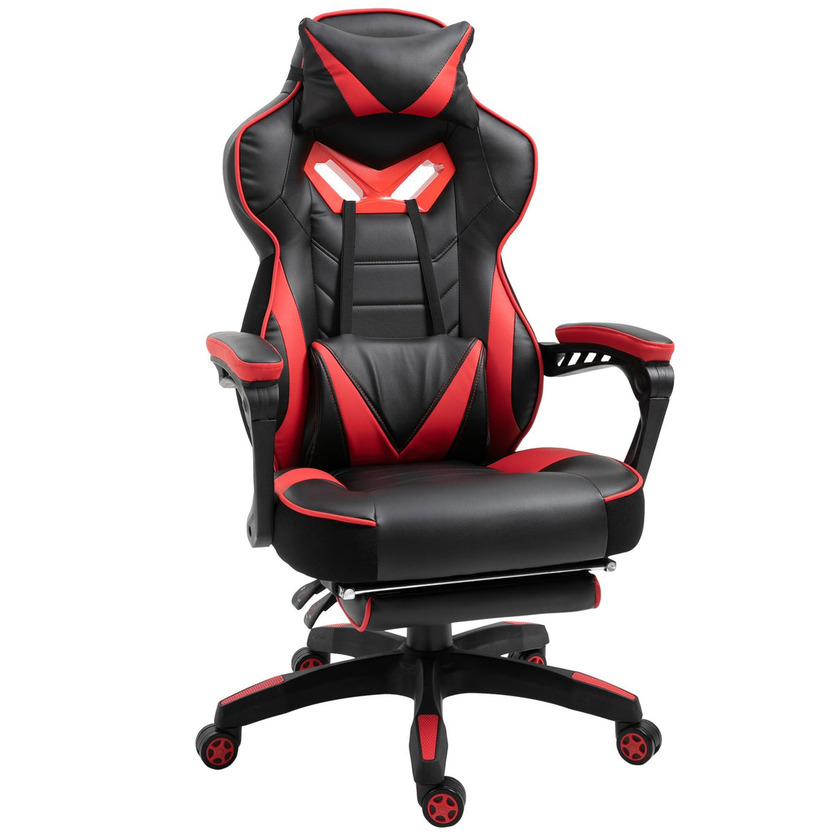 Office Chair Gaming Chair Massage Function Executive Chair Faux Leather Height Adjustable Black + Blue W68Xd69Xh108-117Cm