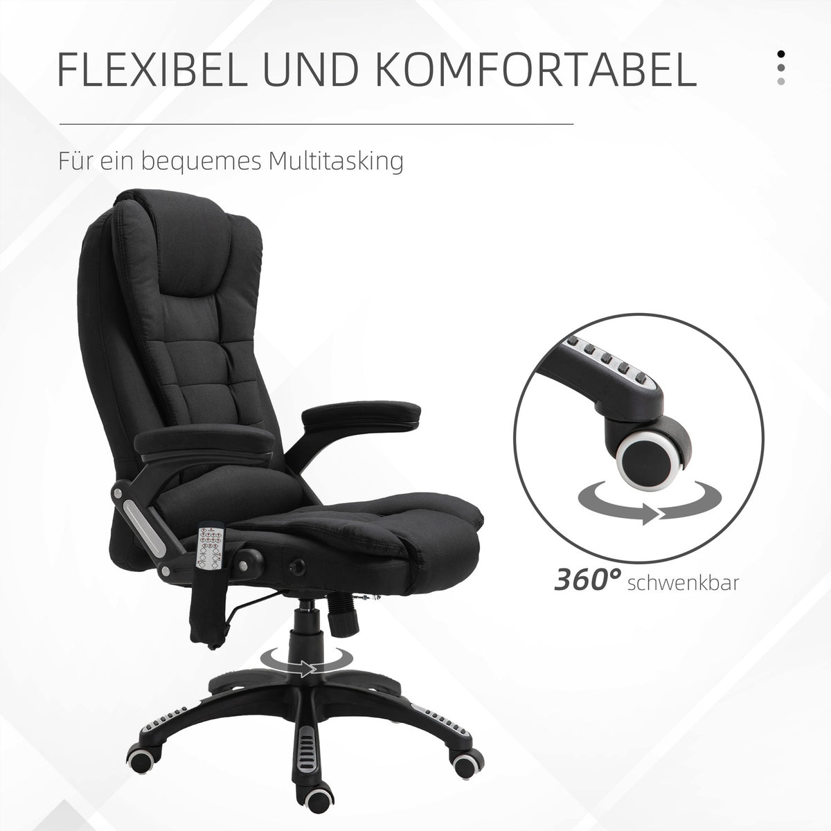Office Chair Gaming Chair Massage Function Height Adjustable Black 67X74X116-126Cm