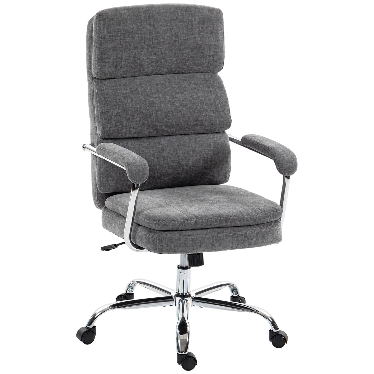 Office Chair, Height-Adjustable 360 Swivel, Grey Chenille