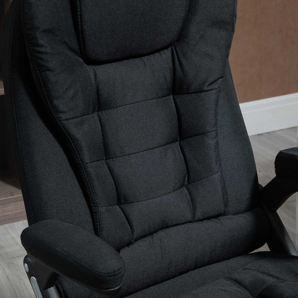 Office Chair Height-Adjustable Desk Chair Ergonomic Foam Pp Plastic Linen-Like Polyester Black 65 X 72 X 100-120 Cm
