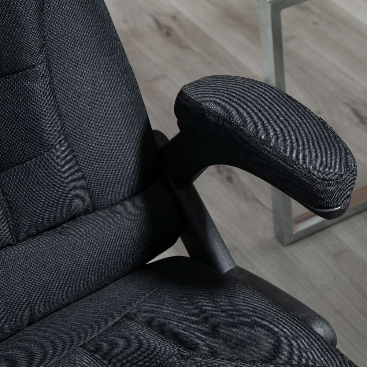 Office Chair Height-Adjustable Desk Chair Ergonomic Foam Pp Plastic Linen-Like Polyester Black 65 X 72 X 100-120 Cm