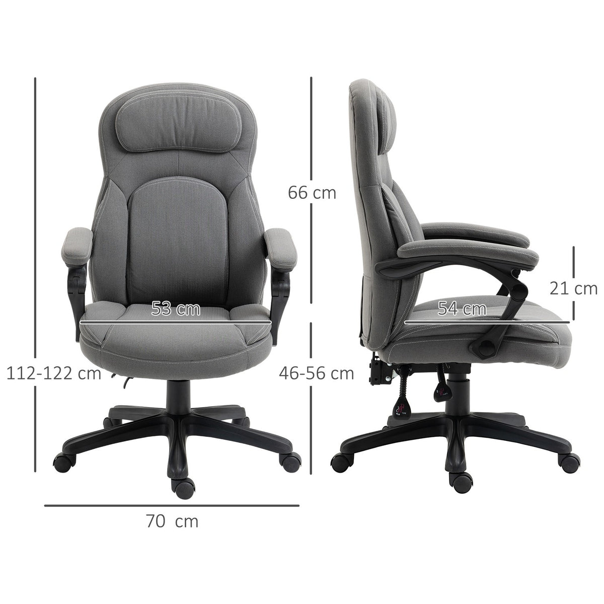 Office Chair, Height-Adjustable Work Chair, Ergonomic Swivel Chair With Reclining Function, Loadable Up To 120Kg With Wheels In Linen Look, 71X69X112-12 Cm