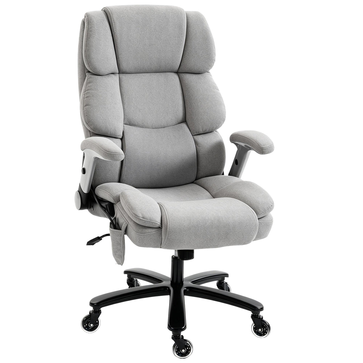 Office Chair, Inflatable Lumbar, Flip-Up Arms, Light Gray