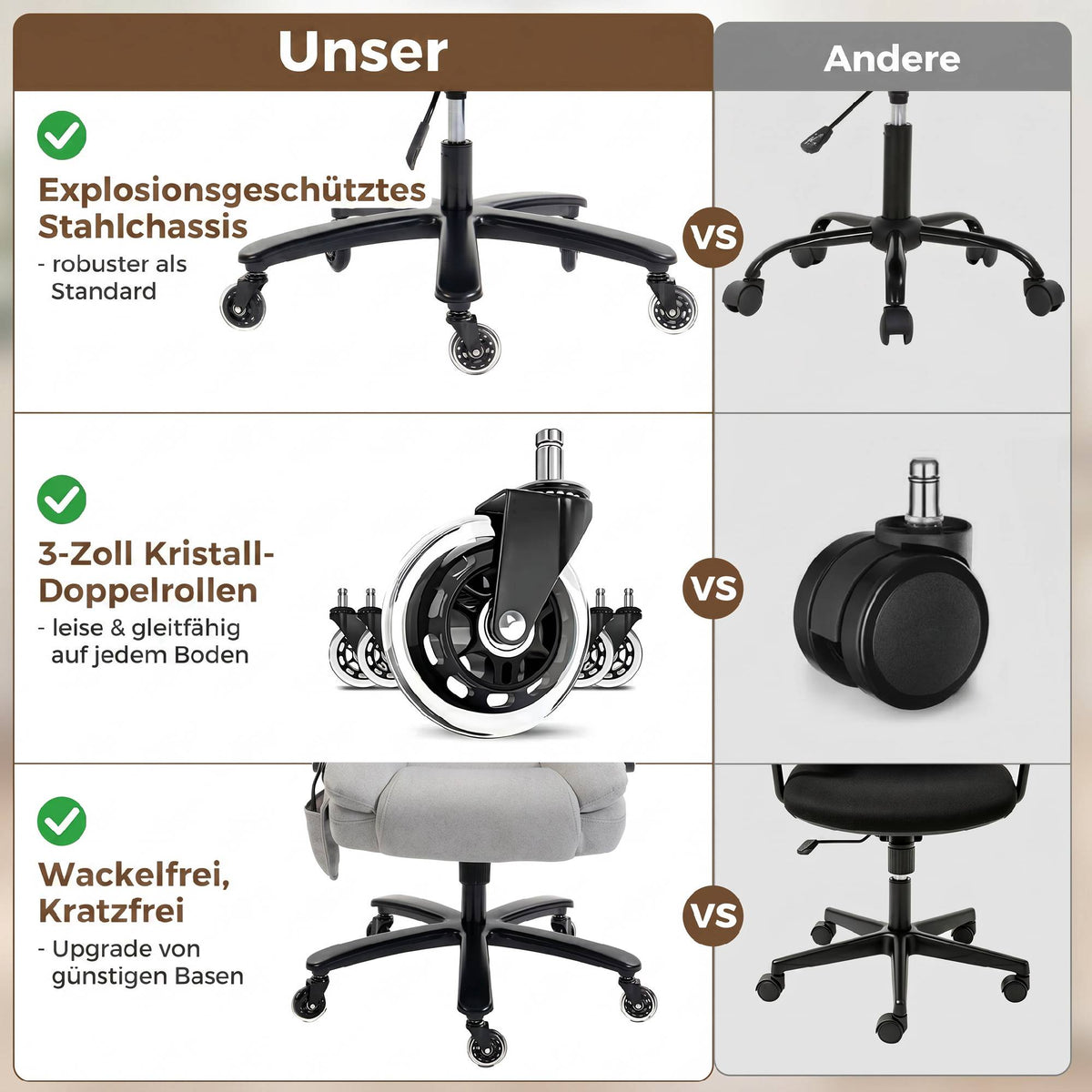 Office Chair, Inflatable Lumbar, Flip-Up Arms, Light Gray