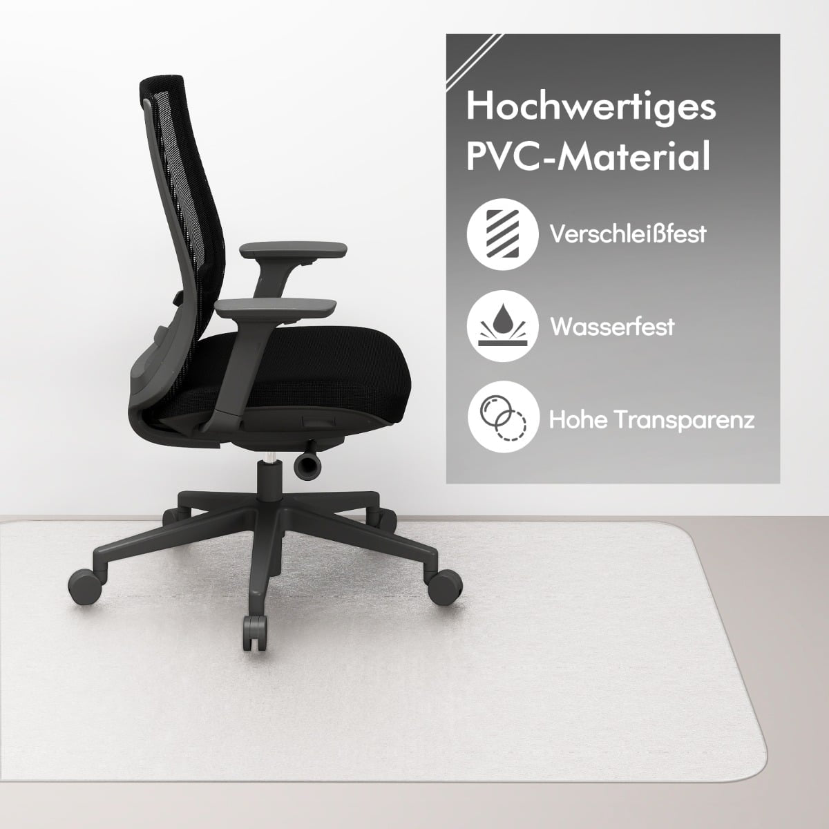 Office Chair Mat 180x160 cm – Clear PVC Floor Protector