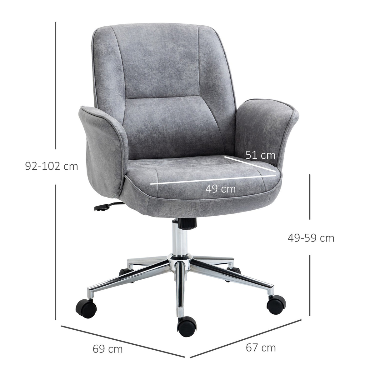 Office Chair Modern Desk Chair With Rocker Function, Height Adjustable, Ergonomic, 360° Swivel Wheels