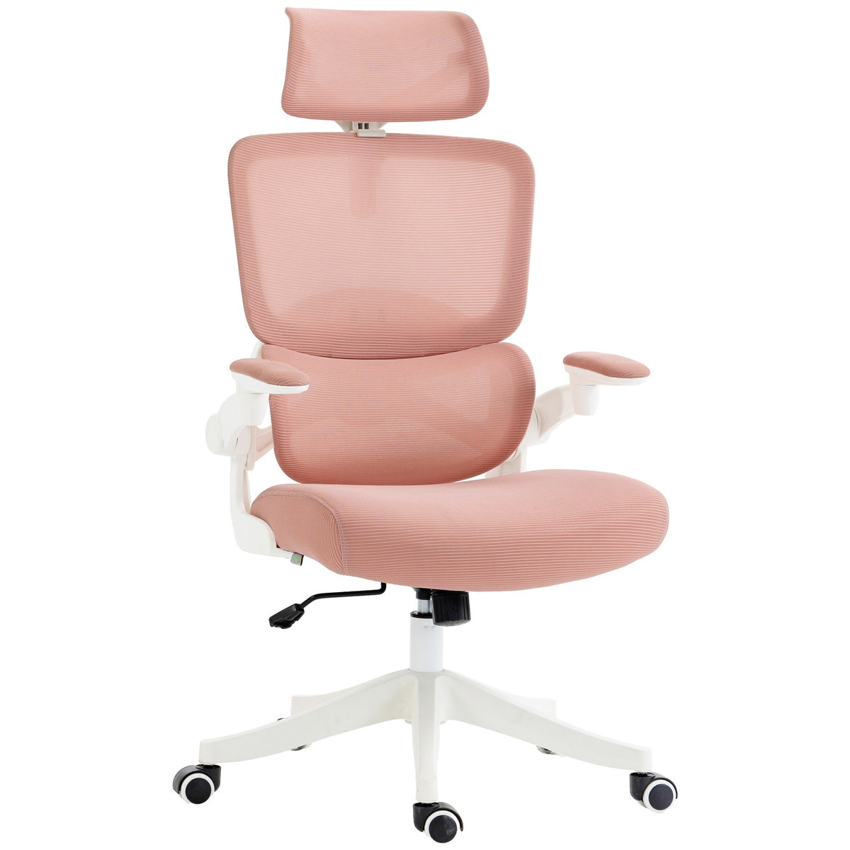 Office Chair Rocker Function, Desk Chair, Height-Adjustable Computer Chair Up To 120Kg, Mesh, Pink, 62X58X120-133Cm