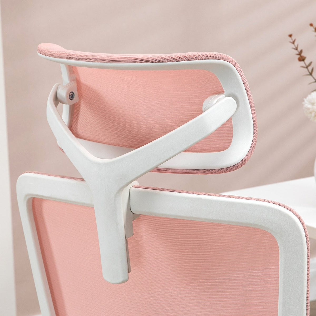 Office Chair Rocker Function, Desk Chair, Height-Adjustable Computer Chair Up To 120Kg, Mesh, Pink, 62X58X120-133Cm