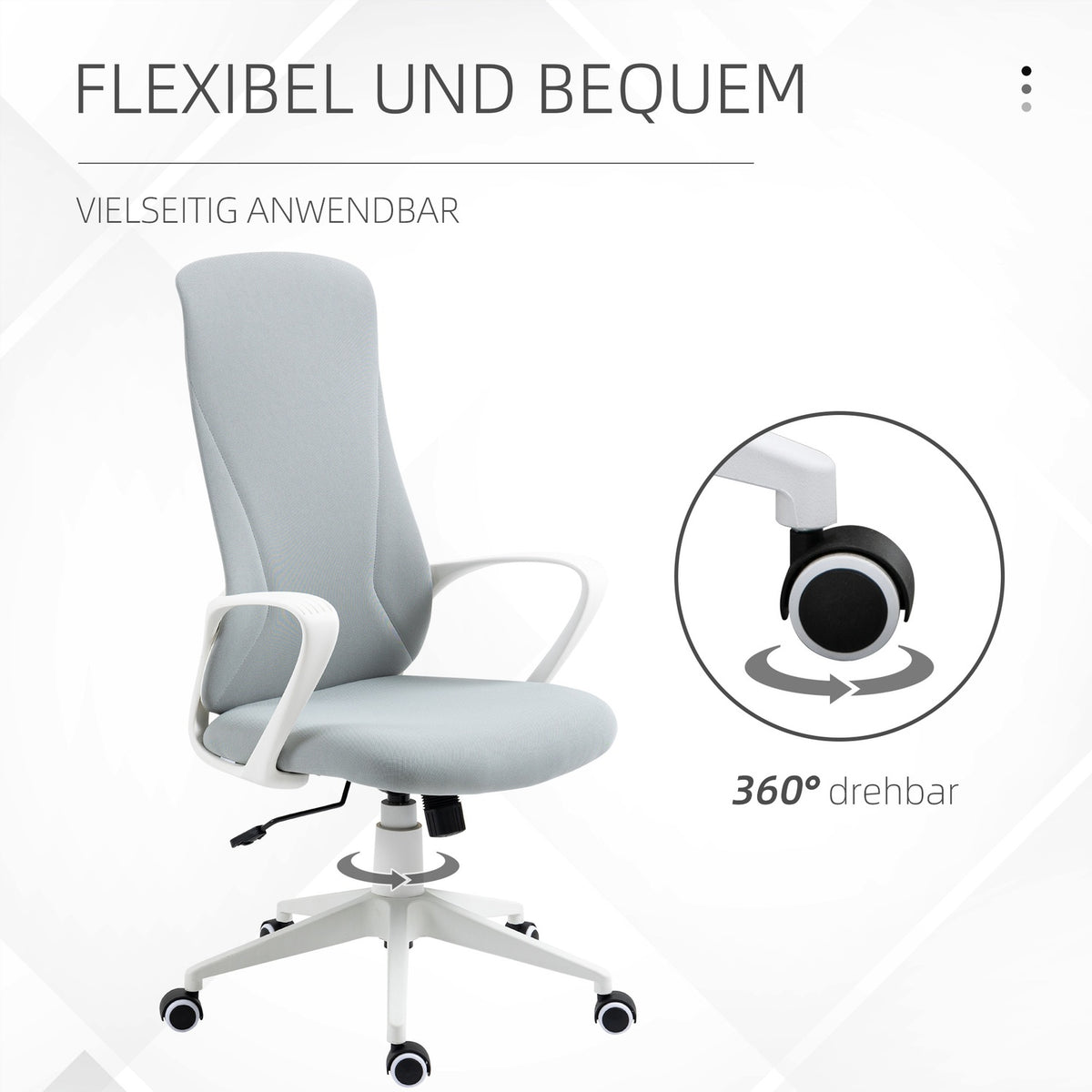 Office Chair Rocker Function, Height-Adjustable Desk Chair, Ergonomic Computer Chair, Swivel, Stretch Fabric, Light Grey