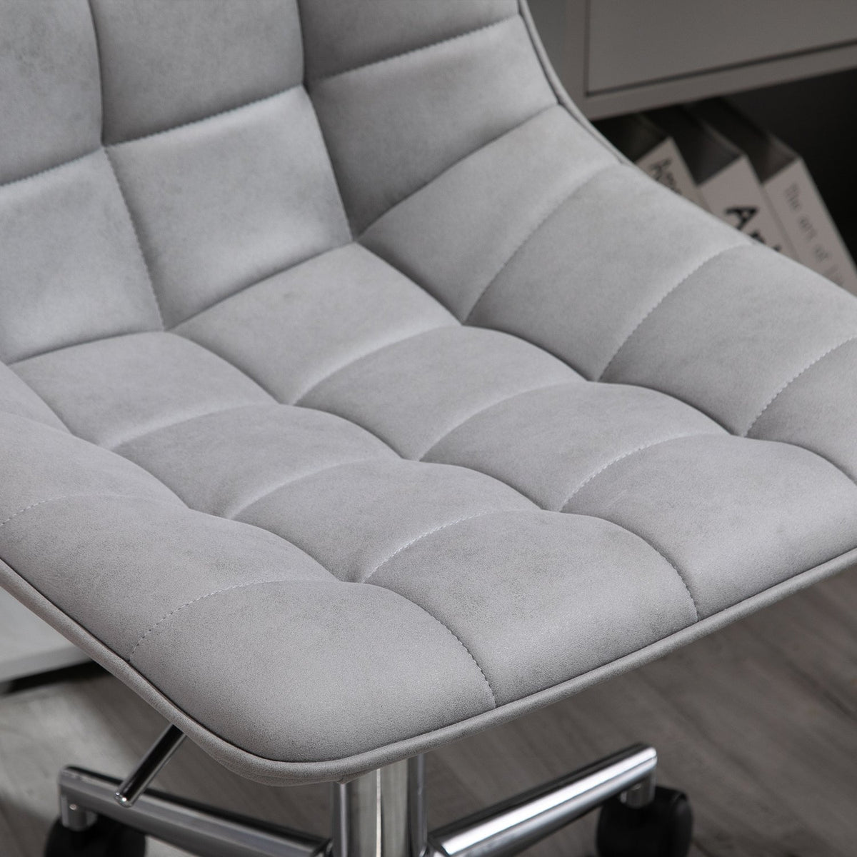 Office Chair Swivel And Desk Chair, 360° Rotatable, Microfiber, Light Gray, 60X60X90Cm