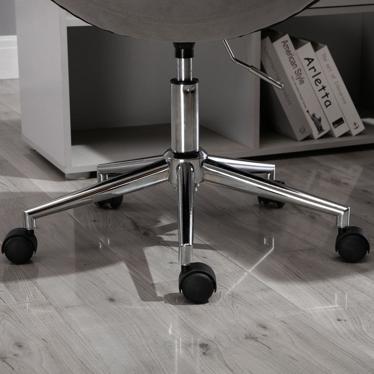 Office Chair Swivel And Desk Chair, 360° Rotatable, Microfiber, Light Gray, 60X60X90Cm