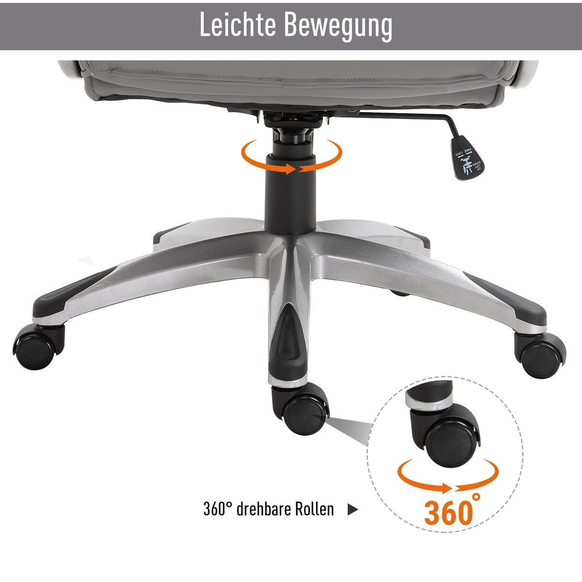 Office Chair, Swivel Chair, Computer Chair, Ergonomic, Rocker Function, Height Adjustable, Headrest, Armrests, Faux Leather