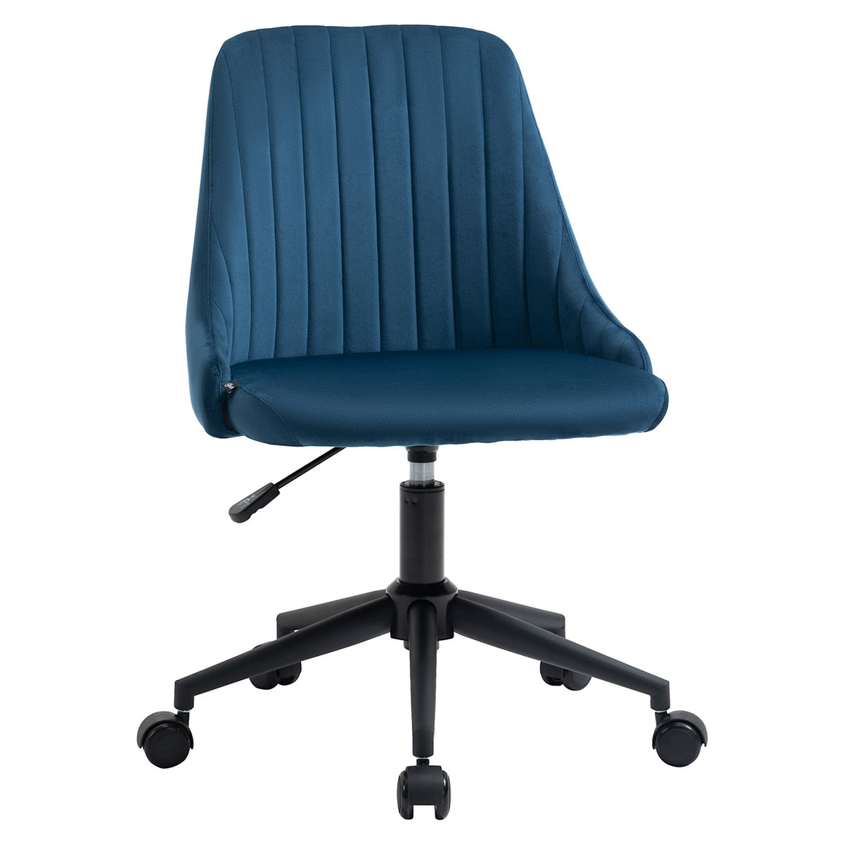 Office Chair Swivel Chair Desk Chair Ergonomic Line Design Height Adjustable 360° Rotatable Velvety Polyester Blue 50 X 58 X 77-85 Cm
