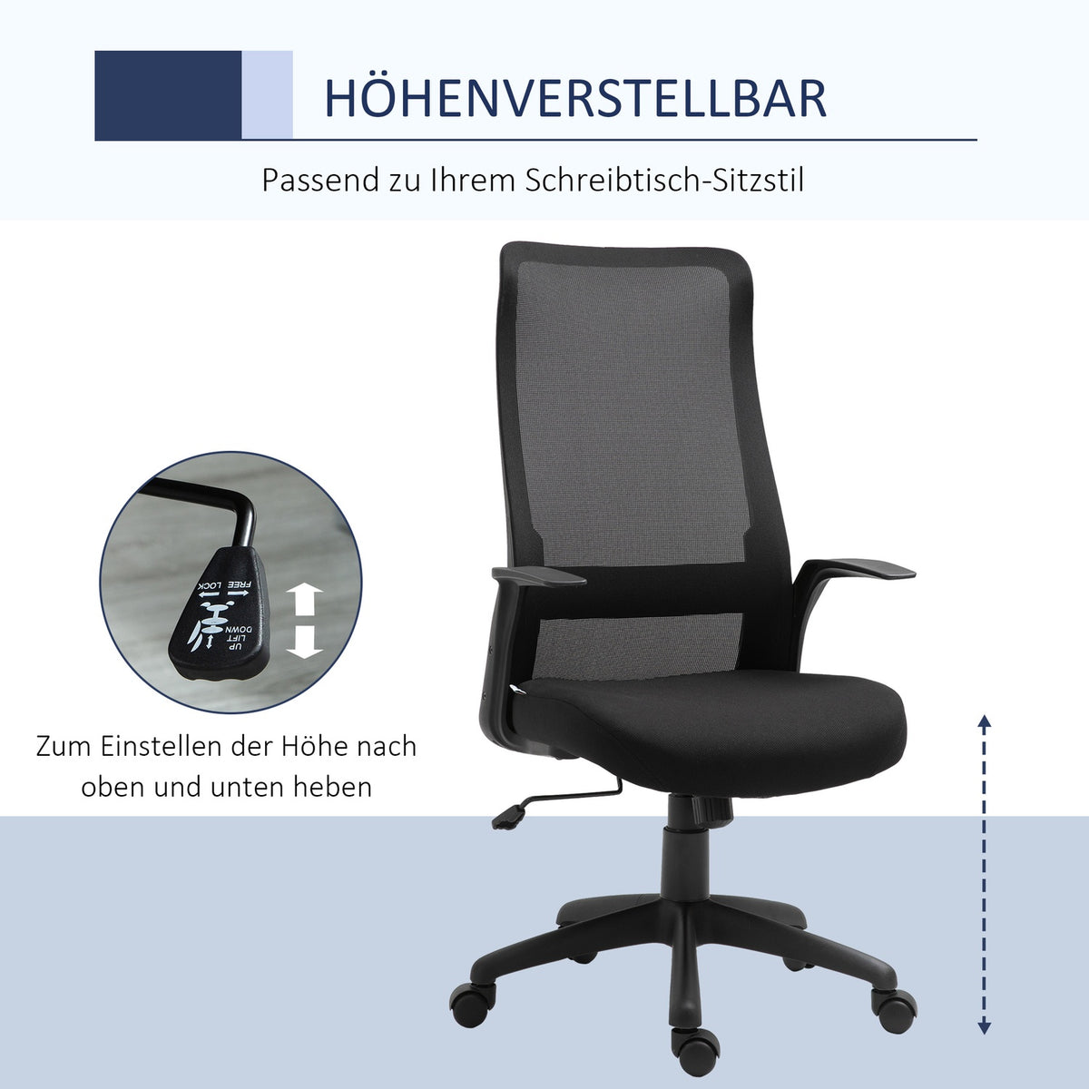 Office Chair Swivel Chair Desk Chair Height Adjustable Ergonomic 360° Swivel Wheels Office Foam Nylon Black