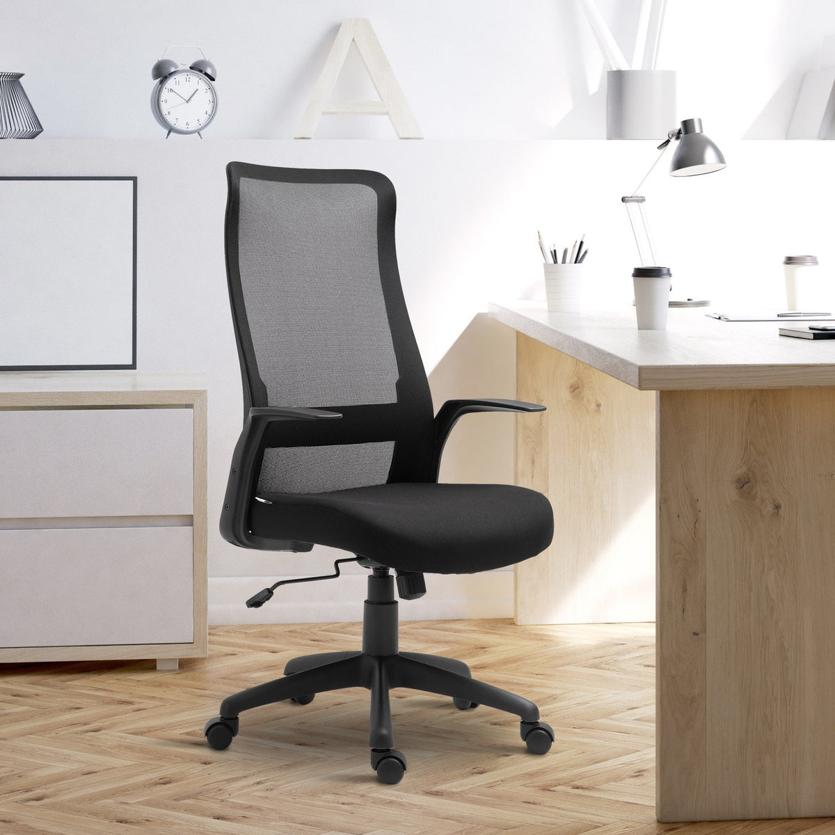 Office Chair Swivel Chair Desk Chair Height Adjustable Ergonomic 360° Swivel Wheels Office Foam Nylon Black