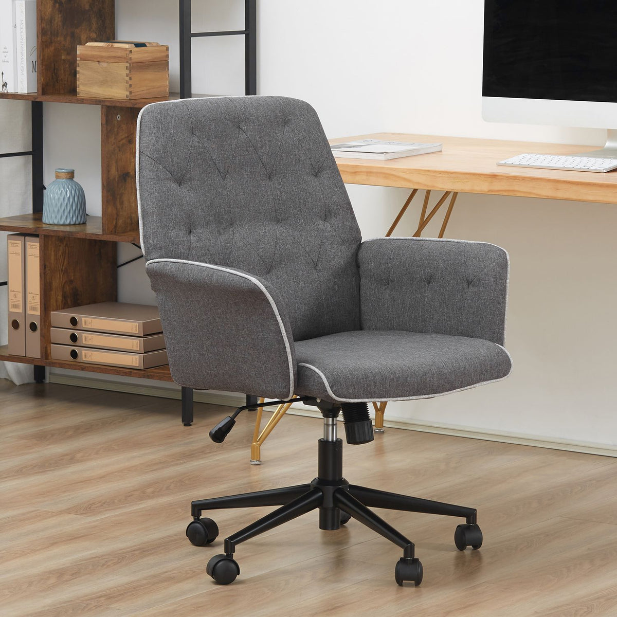 Office Chair Swivel Chair Home Office Chair With Rocker Function, Height Adjustable, 66X69X89.5-97 Cm