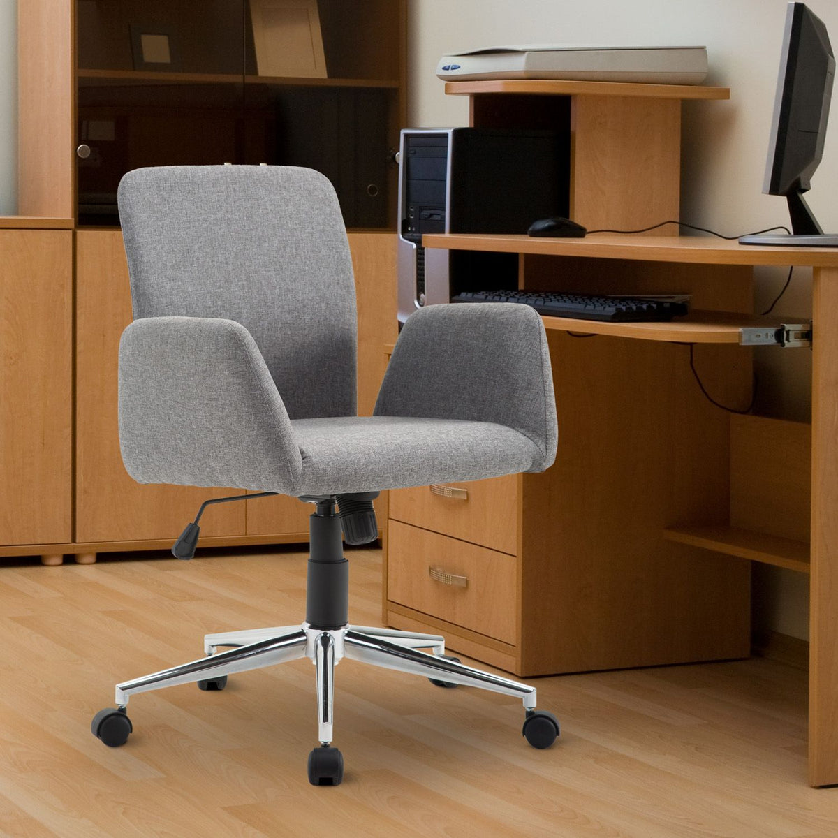 Office Chair Swivel Chair With Reclining Function, Height Adjustable, Nordic Style, With Wheels, 61X58X88-97.5 Cm