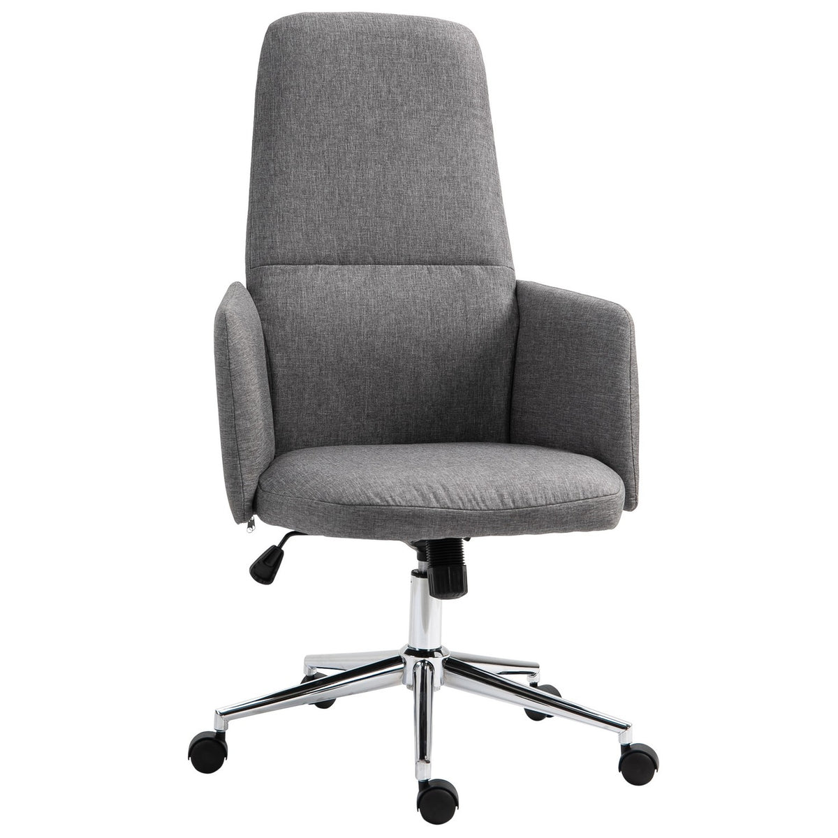 Office Chair Swivel Chair With Rocker Function, Armrest, Height Adjustable, Ergonomic, Artificial Linen, Metal, Gray, 61X67X112.5-120.5Cm